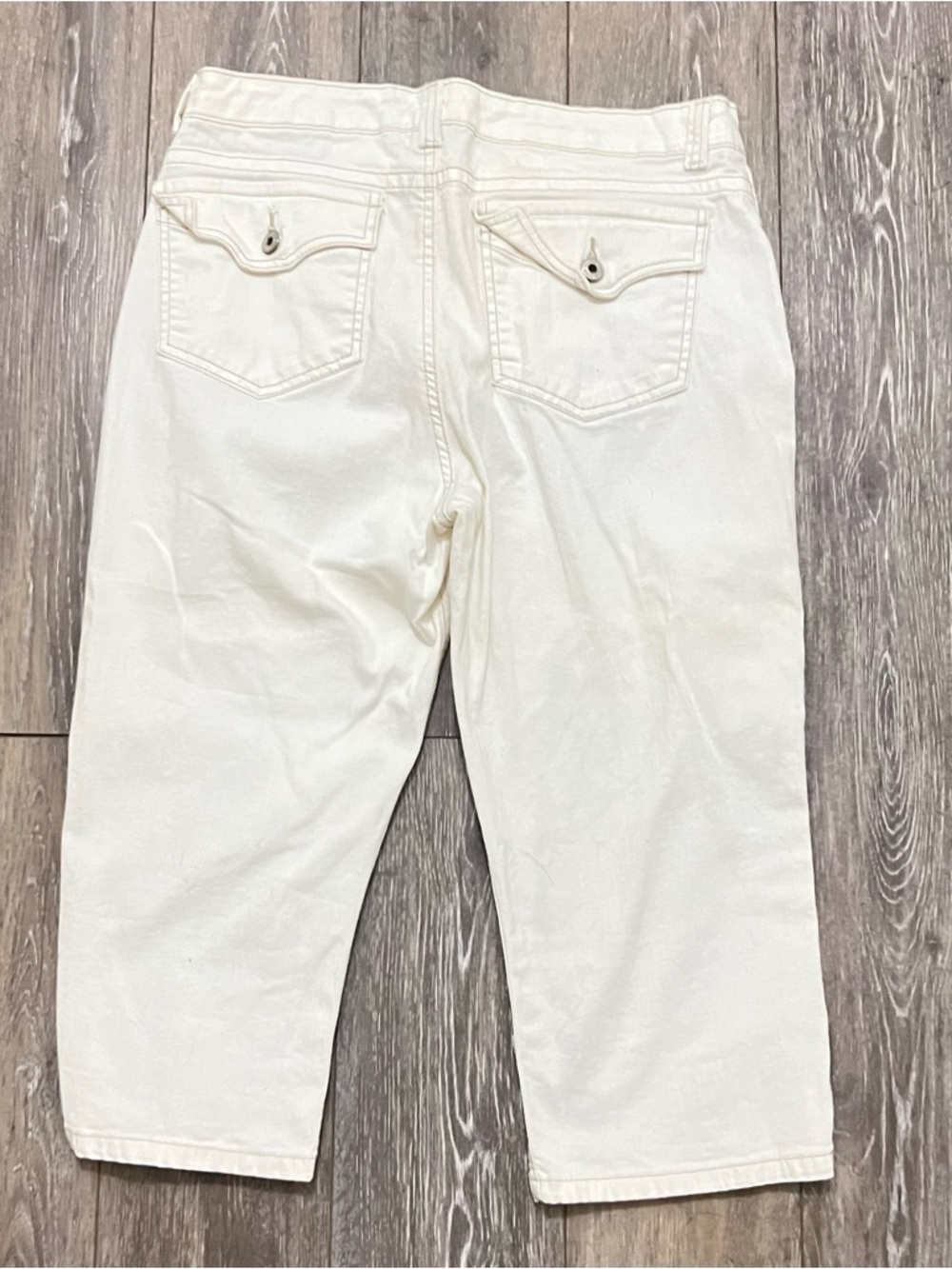 Gloria Vanderbilt The Perfect Fit Cream Jeans Navy Yellow Label Capris size 10 - Picture 7 of 8